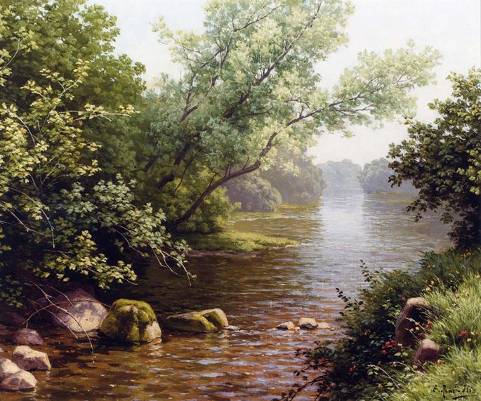 Rene Charles Edmond  His - A River Scene in France | MasterArt